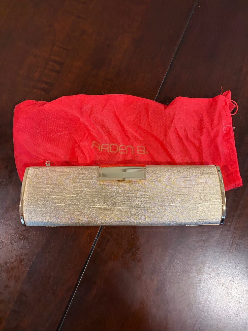 Arden B Gold Metallic Evening Clutch